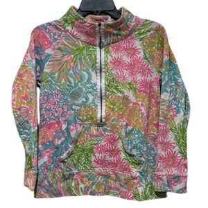 Lilly Pulitzer Skipper Popover Lovers Coral Holy Grail Print S Small UPF 50